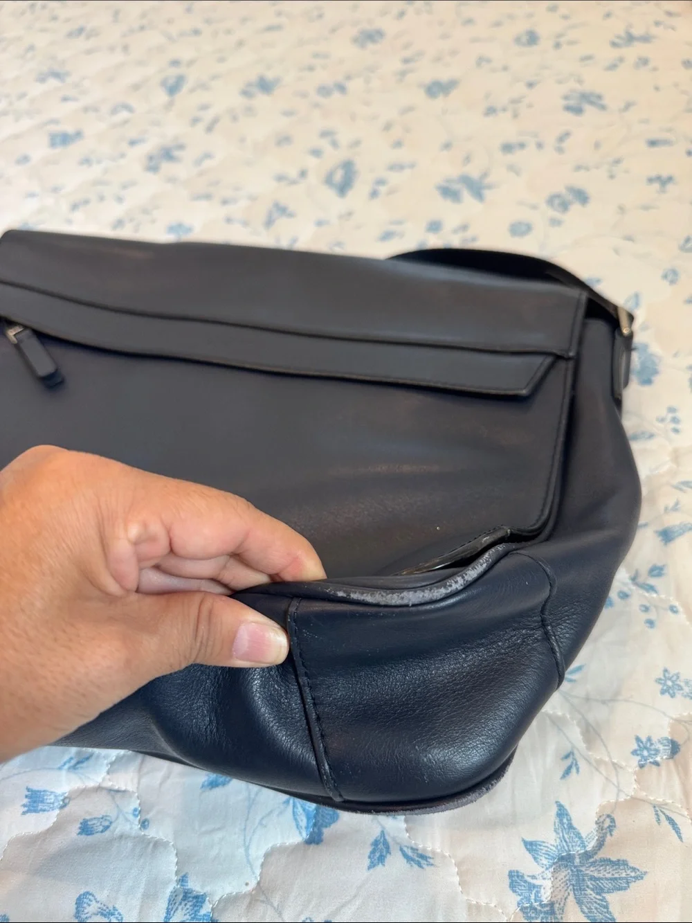 Michael Kors Navy Leather Messenger Bag